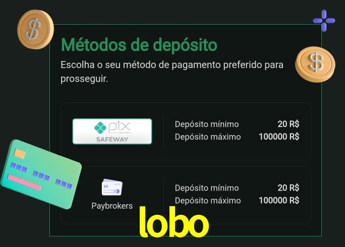 O cassino lobo oferece uma grande variedade de métodos de pagamento